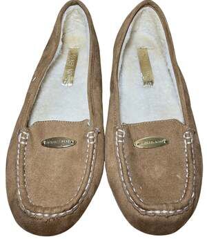Michael Kors MILA Tan Faux Fur Lined Loafer Suede Shoes US Womens 6.5, Youth 5